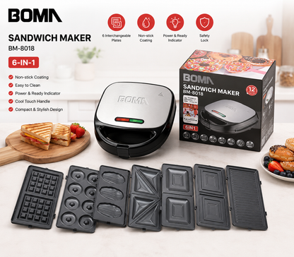 8 in 1 Sandwhich Maker BM-801B Boma Appliances