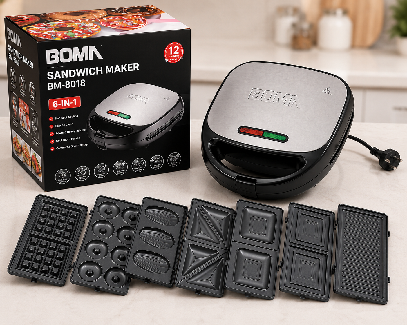 8 in 1 Sandwhich Maker BM-801B Boma Appliances